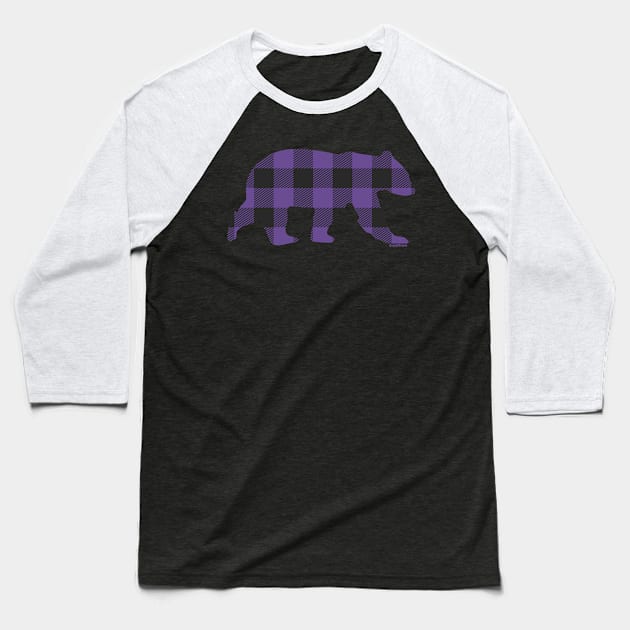 Purple Gay Bear Buffalo Plaid Check Bear | BearlyBrand Baseball T-Shirt by The Bearly Brand